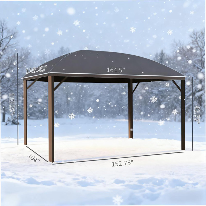 Hgazebo avec rideaux, pavillon avec toit en acier de 164,5 po x l 116,25 po x 110,25 po