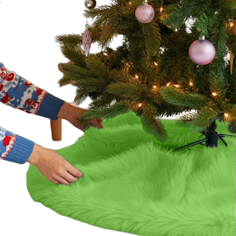 Jupe d'arbre en fausse fourrure avec bords arrondis Fabricla, L 40 po x L 40 po, Limette