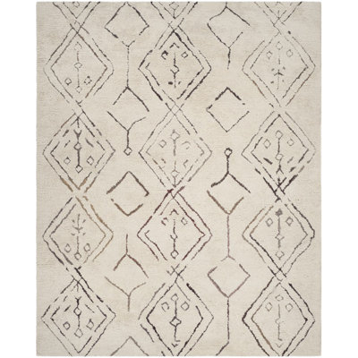 Lebern Southwestern Hand Knotted Ivory/Multi Area Rug