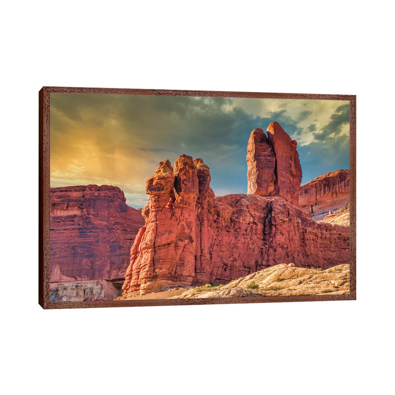 Desert Sun by Mark Paulda - Print on Canvas, Classic Brown Wood Floater Framed, 45.72cm H x 66.04cm W x 3.81cm D