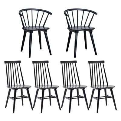 Ensemble de chaises de salle à manger à dossier mélangé en bois massif noir