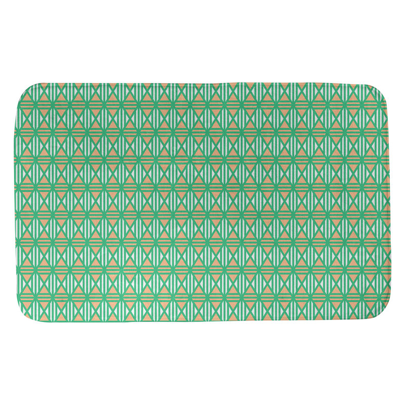 Tapis de salle de bain lineed diamants Leffel, l 21 po x L 34 po, Vert / Orange