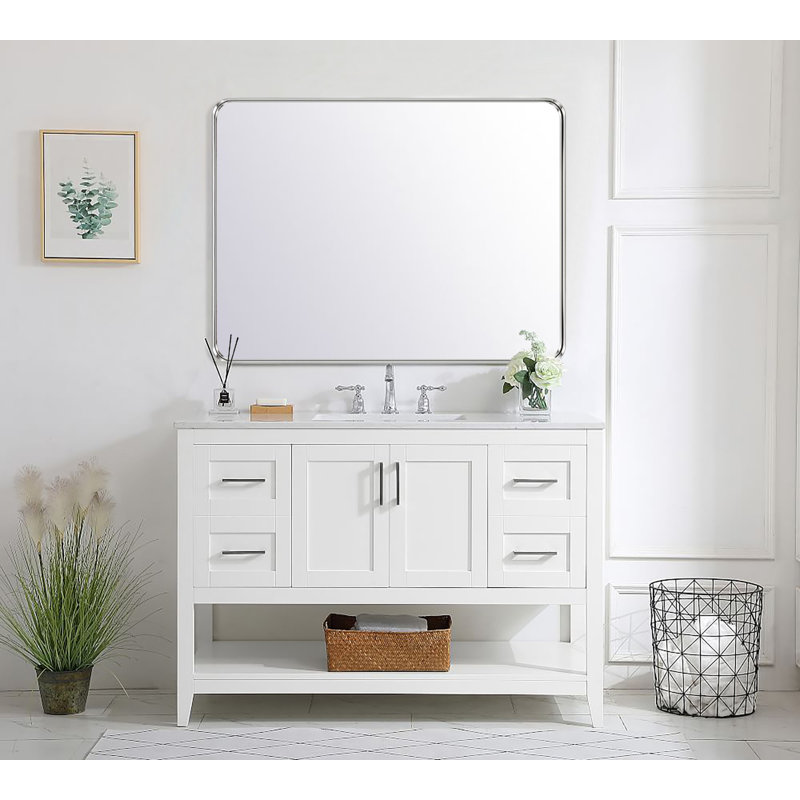 Miroir de salle de bain Arthers, Nickel brossé, H 40 po x l 30 po