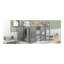 Lit mezzanine en bois avec garde-robe de rangement intégré et 2 fenêtres, gris
