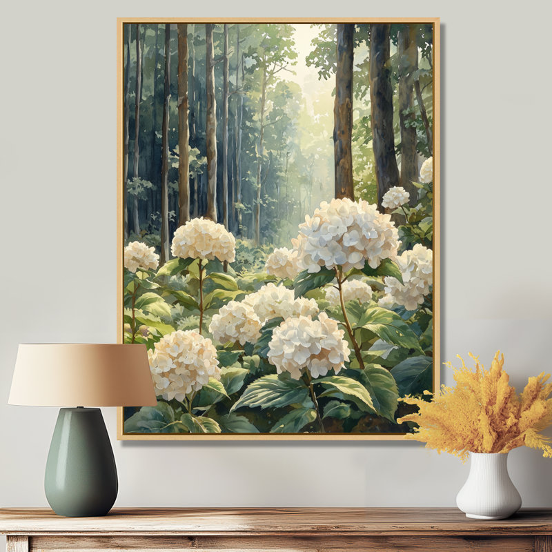 Cropsey - Hydrangea, impression sur toile, Reproduction avec cadre flottant, H 44 po x l 34 po, Crème, crème
