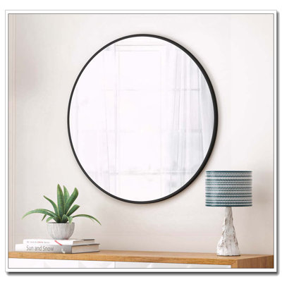 Miroir mural 36 po, miroir circulaire noir, cadre en métal, miroir de salle de bain