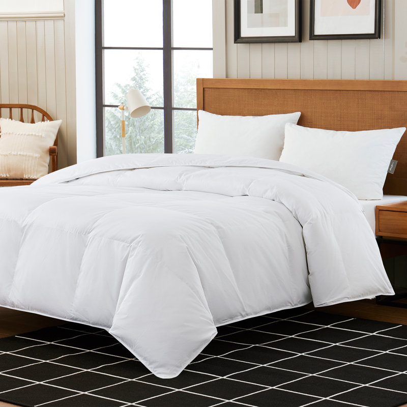 Queen White Cotton Down Comforter Set