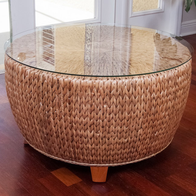 Pringle Glass Top Single Coffee Table, Antique Honey