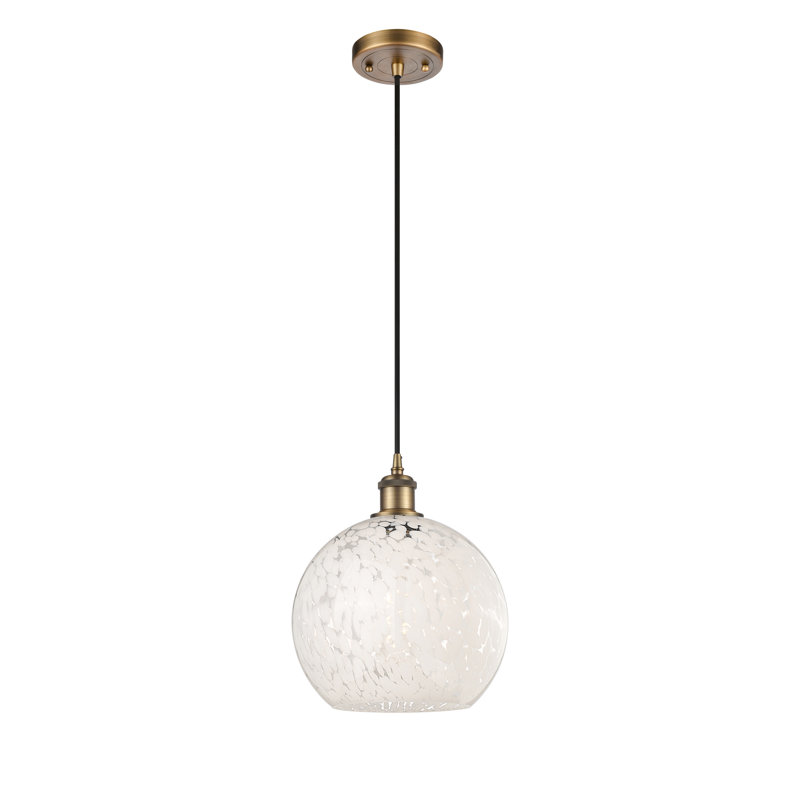 Luminaire suspendu 1 lumière Nathalie, H 11,75 po x l 10 po x P 10 po, Laiton brossé