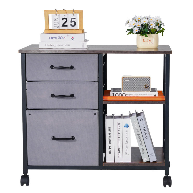 75cm Wide 3 -Drawer Mobile File Cabinet, Brown