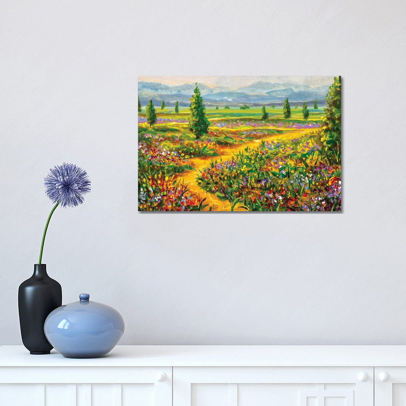 Summer Landscape And Country Road by Valery Rybakow - Painting on Canvas, Wrapped Canvas, 101.6 cm H x 66.04 cm W x 1.91 cm D
