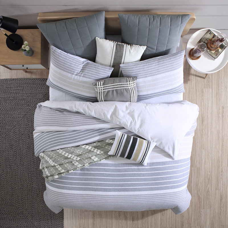 Ensemble de housse de couette 100% coton Swift Home, Housse de couette pour très grand lit et 2 très, Gris