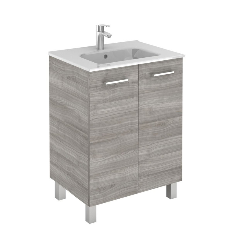 Logic 32" Single Bathroom Vanity Set with Mirror, Sandy Gray, 28"