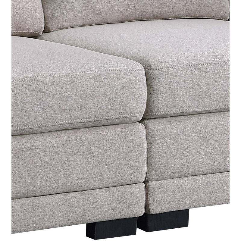 Canapé modulaire réversible en tissu de lin avec 2 repose-pieds 121,5 po Kristin