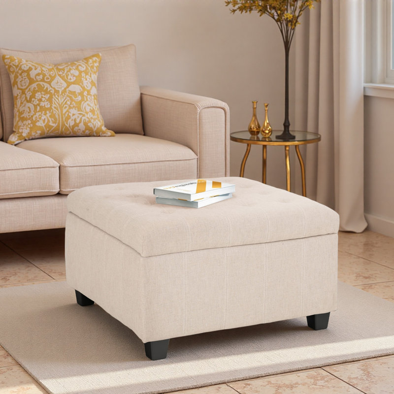 Repose-pieds rembourré avec rangement en tissu, Blé