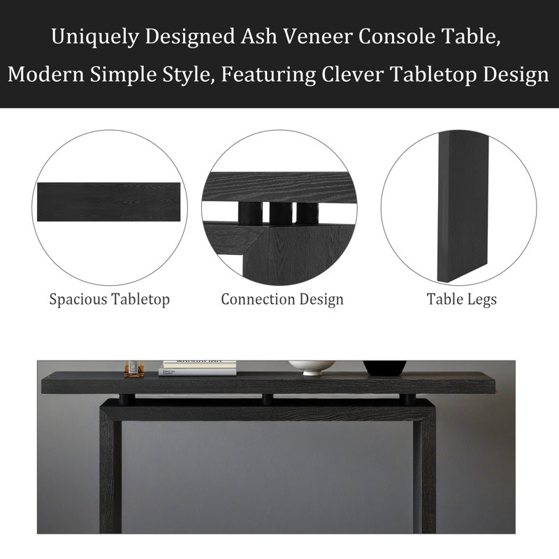 Console en placage de frêne de conception unique, de style moderne et simple, avec un plateau de table astucieux, convenant à un vestibule, un couloir, un salon, un vestibule