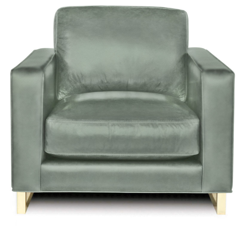 Penelope Leather Armchair, Parchment (Dreamer), Satin Brass