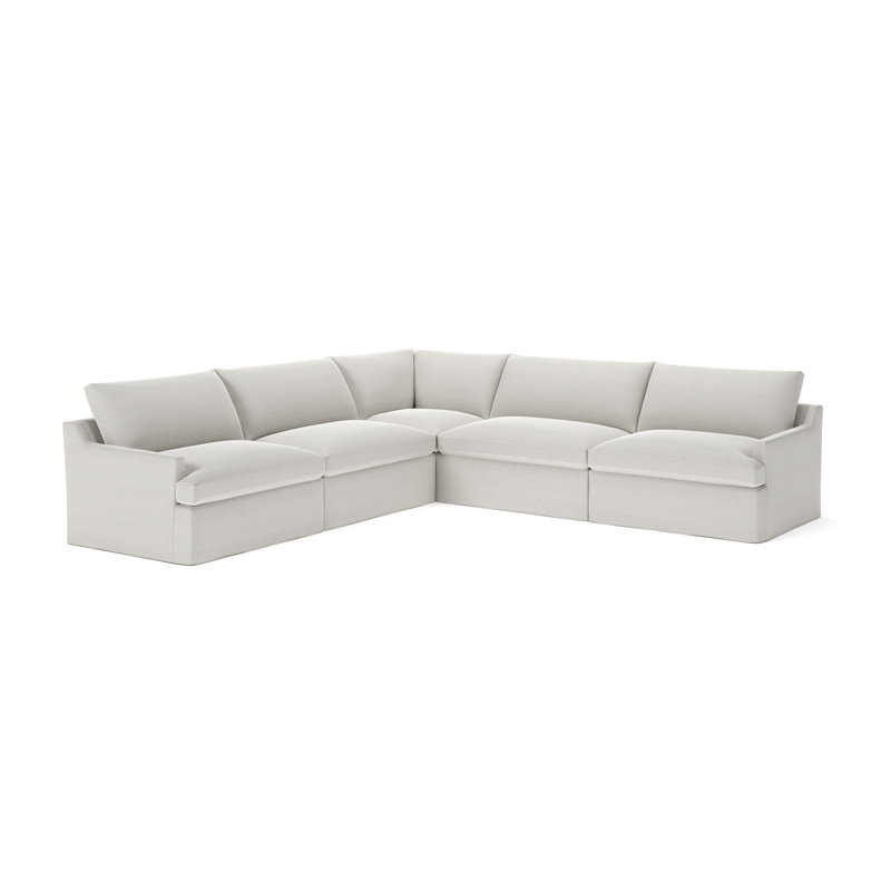 Canapé modulaire 5 pièces Wrenley, Tissage natté ivoire Drusky Sustain®