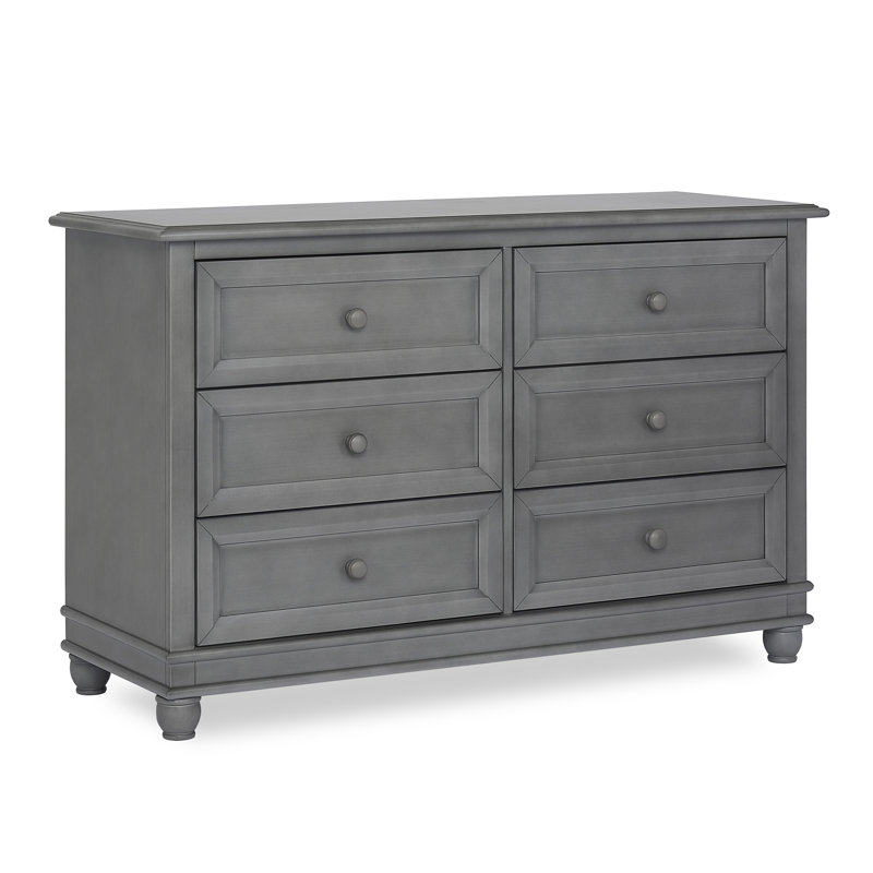 Commode double à 6 tiroirs Hampton, Tempête de gris