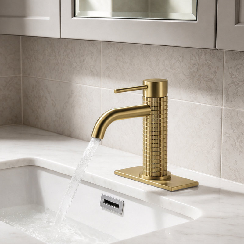 Single-Hole Single-Handle Bathroom Faucet, Brushed Gold