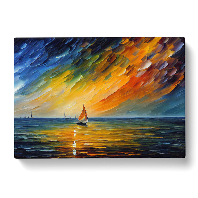 Sailing Boat On The Ocean Vol.3 Abstract - Wrapped Canvas, 35cm H x 50cm W x 3cm D