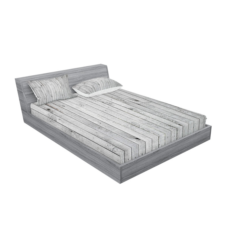 Drap-housse et coussin décoratif gris et blanc Ambesonne, Ensemble de draps pour lit double + 5 pièces supp