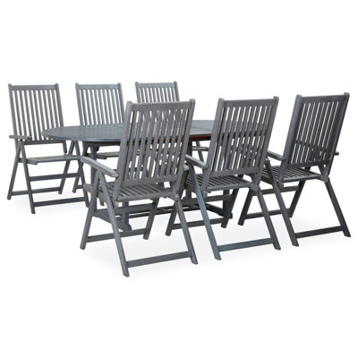 Ragnhild 6 - Person Acacia Wood Patio Dining Set with Extendable Oval Table