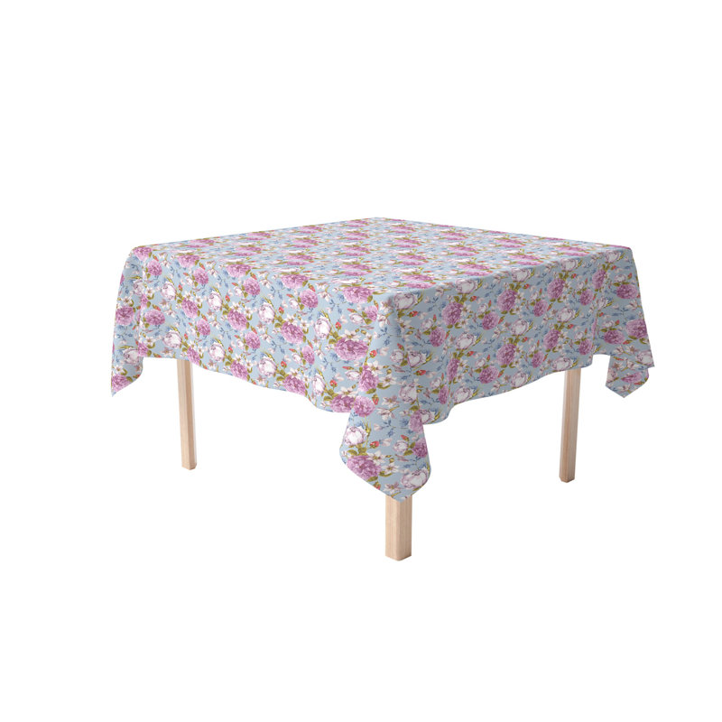 Rectangular Tablecloth, 100% Cotton, 52X104", Butterfly Vintage Floral, 52" L x 52" W
