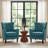 Button-Tufted Horn-Back Armchair, Accent Chair with Padded Cushion, Side Pocket and Solid Wood Legs (Set of 2)-197828878