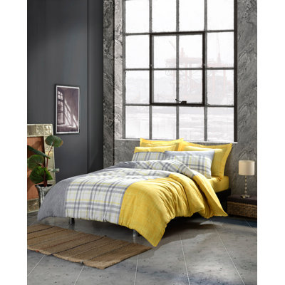 Cotton Blend Plaid Duvet Cover