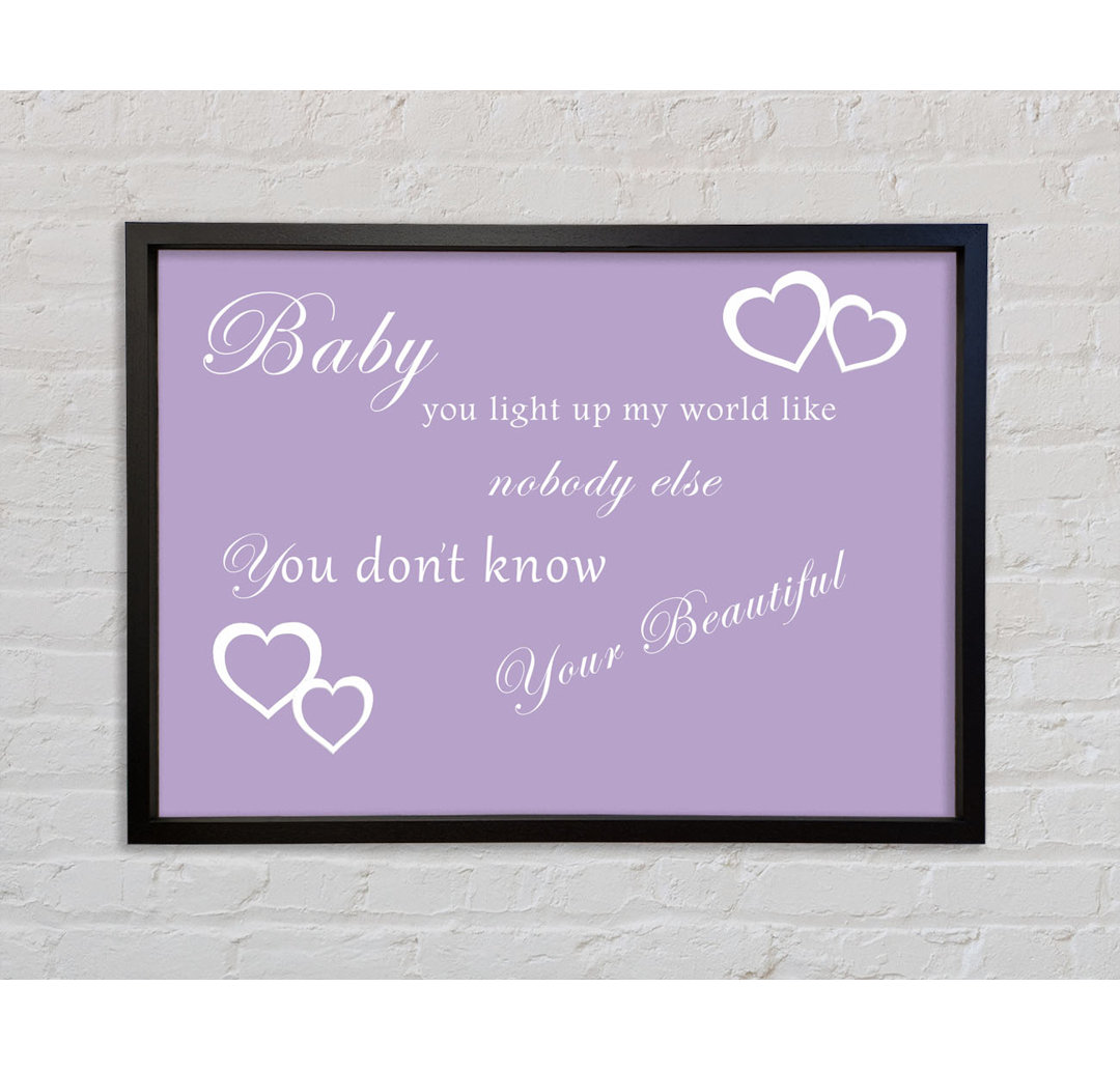 Musik Zitat Baby You Light Up My World 1D - Einzelbildrahmen Typografie auf Leinwand