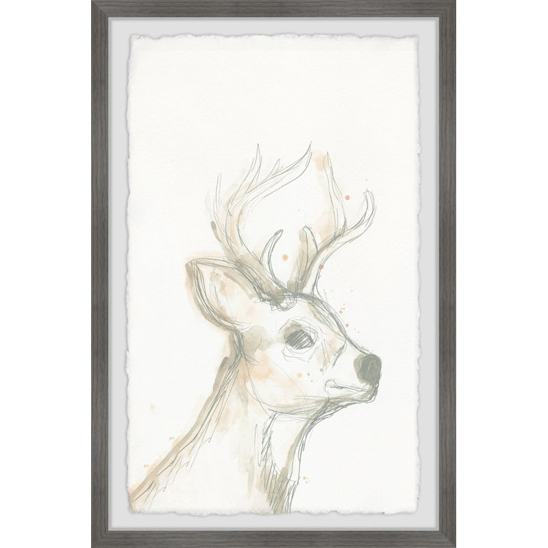 Deason Deer Cameo IV - Drawing, 30cm H x 20cm W