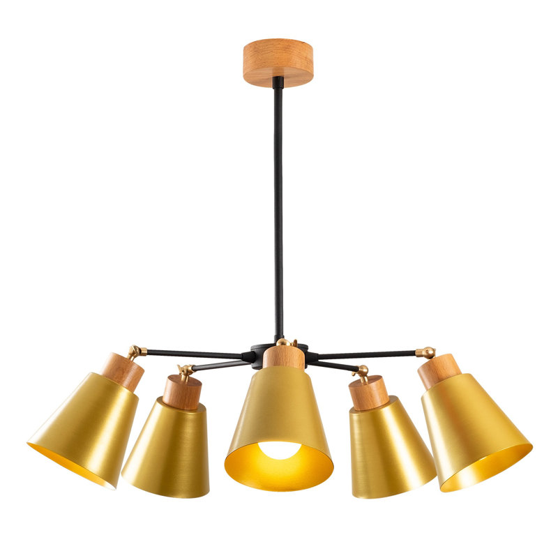 Luminaire suspendu conique à 5 lumières Seren, Or