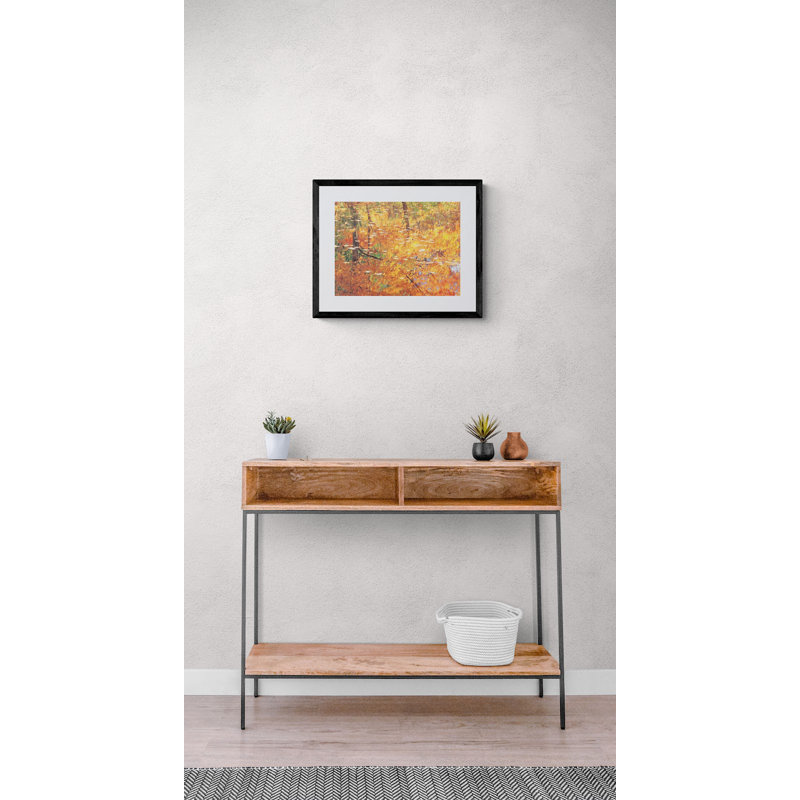 Autumn Reflection In Pond Print, 17.25" H x 21.25" W x 0.88" D, Black Framed Paper, White