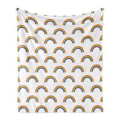 Ambesonne Rainbow Fleece Throw Blanket Rainbow Gay Pride Multicolor