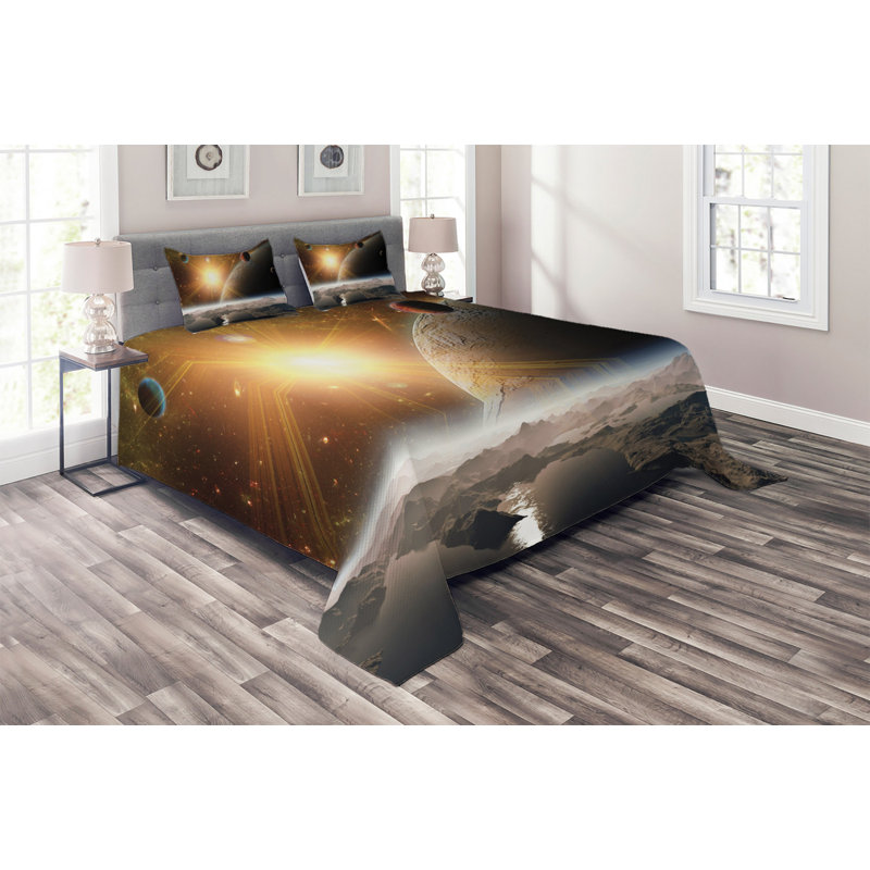 Outer Space Modern & Contemporary Polyester Coverlet, King Bedspread + 2 Shams