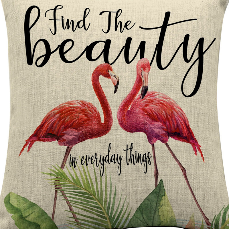  Coussin intérieur / extérieur en lin Beauty Flamingo