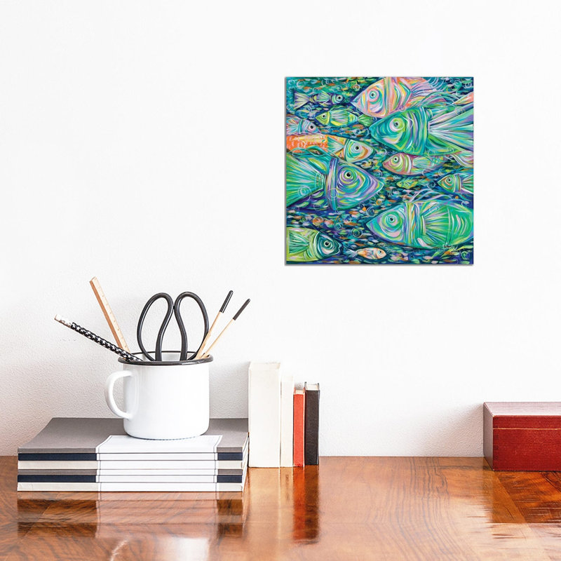 School Of Fish by Estelle Grengs - Wrapped Canvas Painting, 30.48 cm H x 30.48 cm W