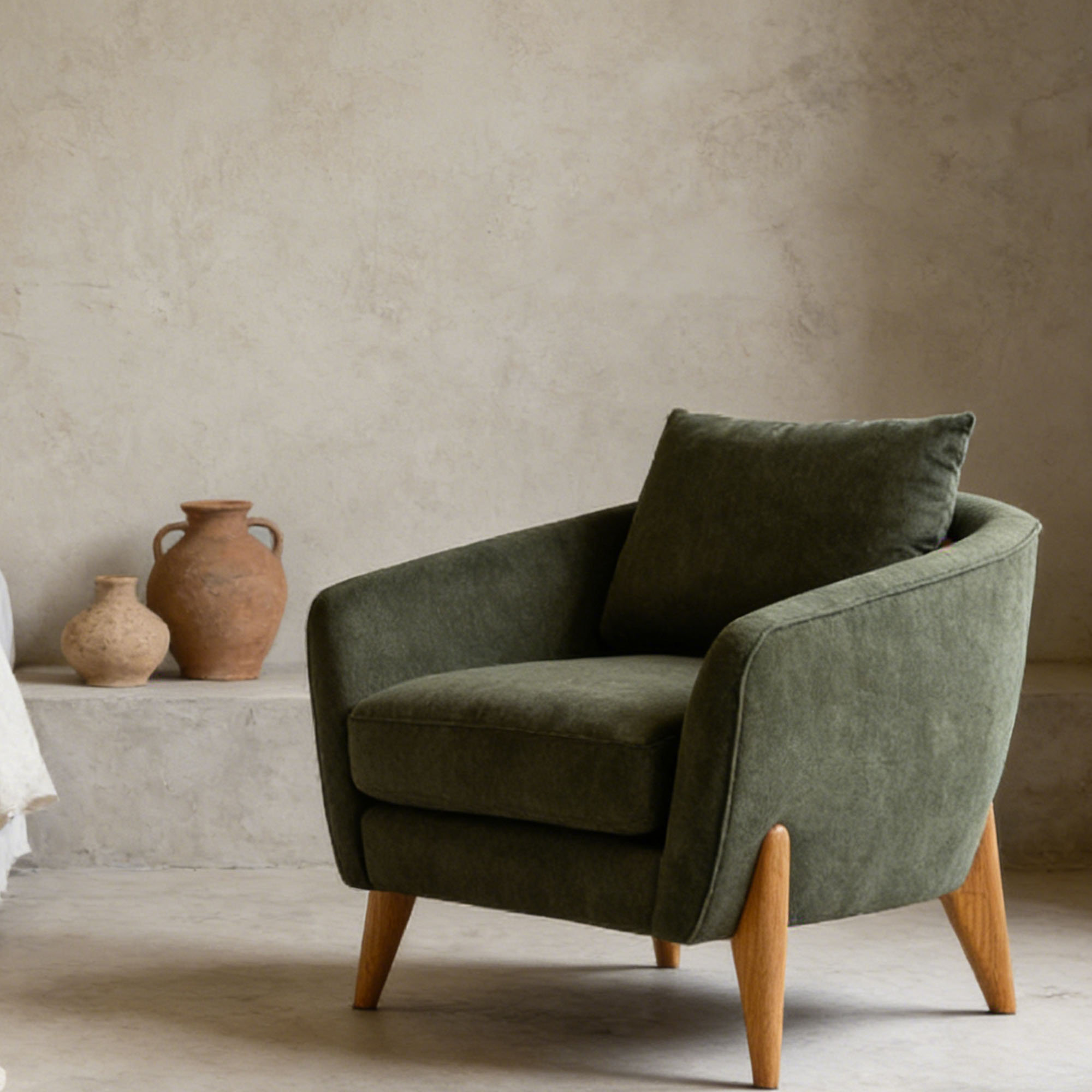Ebern Designs Grieco Mid-Century Modern Upholstered Accent Chair with ...