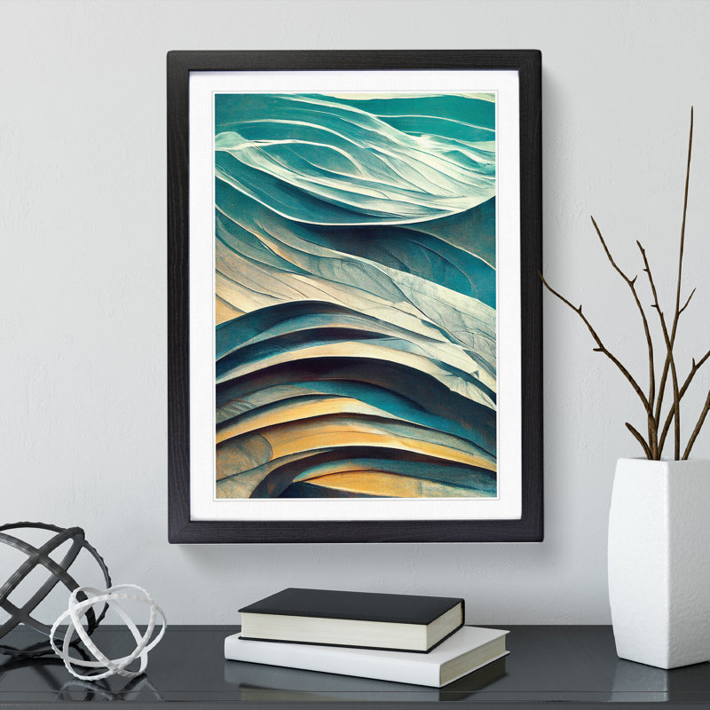 Abstract Art Ocean Wave No.1 - Single Picture Frame Painting, 64cm H x 46cm W x 2cm D, Black