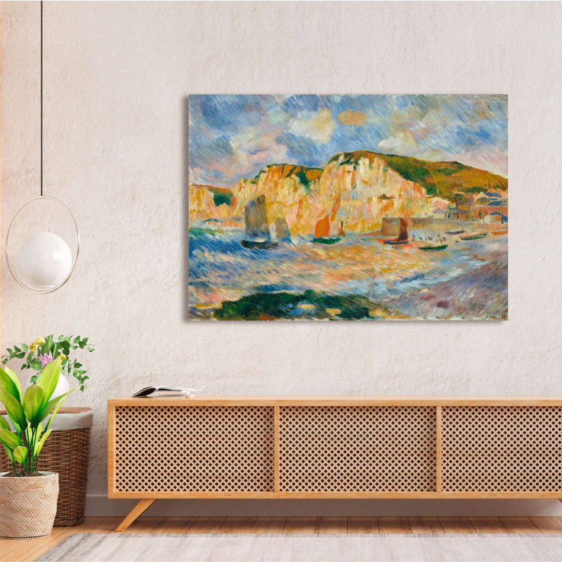 Wrapped Canvas Art: Sea and Cliffs by Pierre-Auguste Renoir, 50cm H x 70cm W