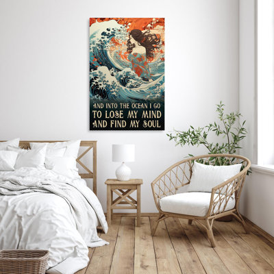 And Into The Ocean I Go 1 - 1 Piece Rectangle Grap " And Into The Ocean I Go 1 - 1 Piece Rectangle Graphic Art Print On Wrapped Canvas "