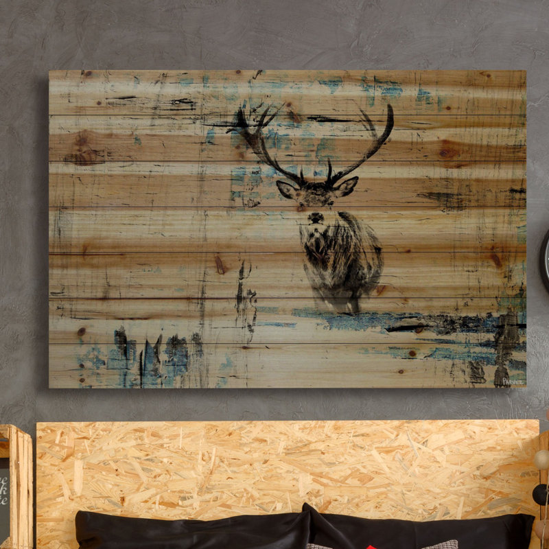 « looking the troupeau » par parvez taj,, reproduction d’art sur bois de pin naturel, H 40 po x l 60 po x P 1,5 po
