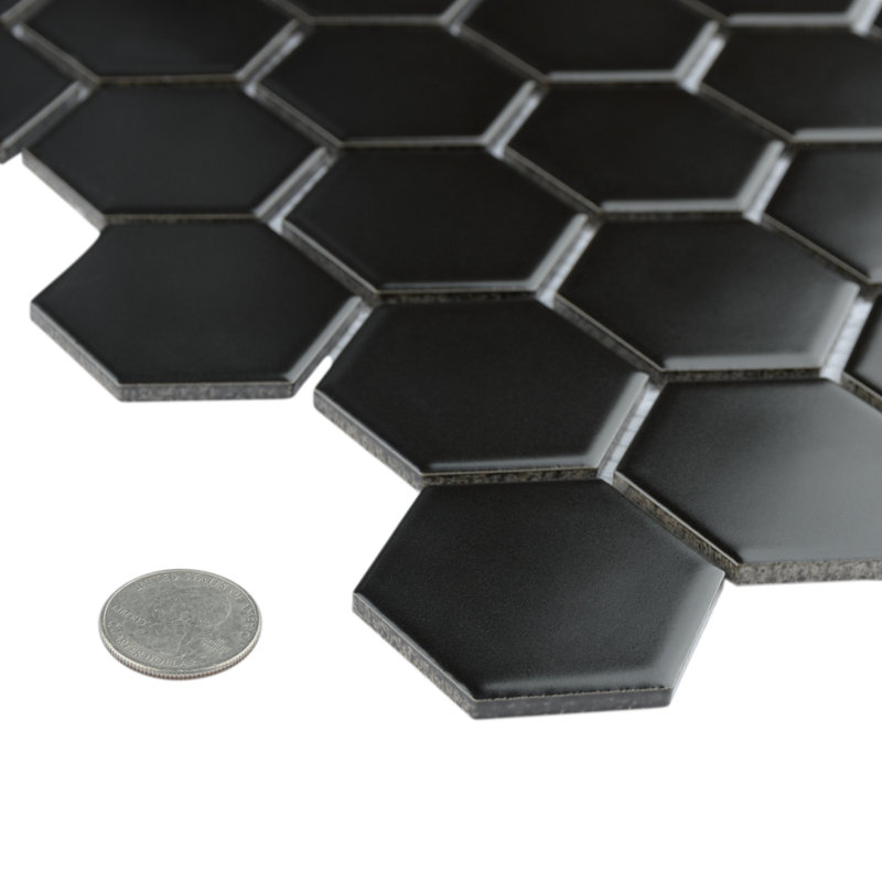 Carreau de mosaïque de plancher et de mur en porcelaine noire 11-1 / 8 po x 12-5 / 8 po Metro