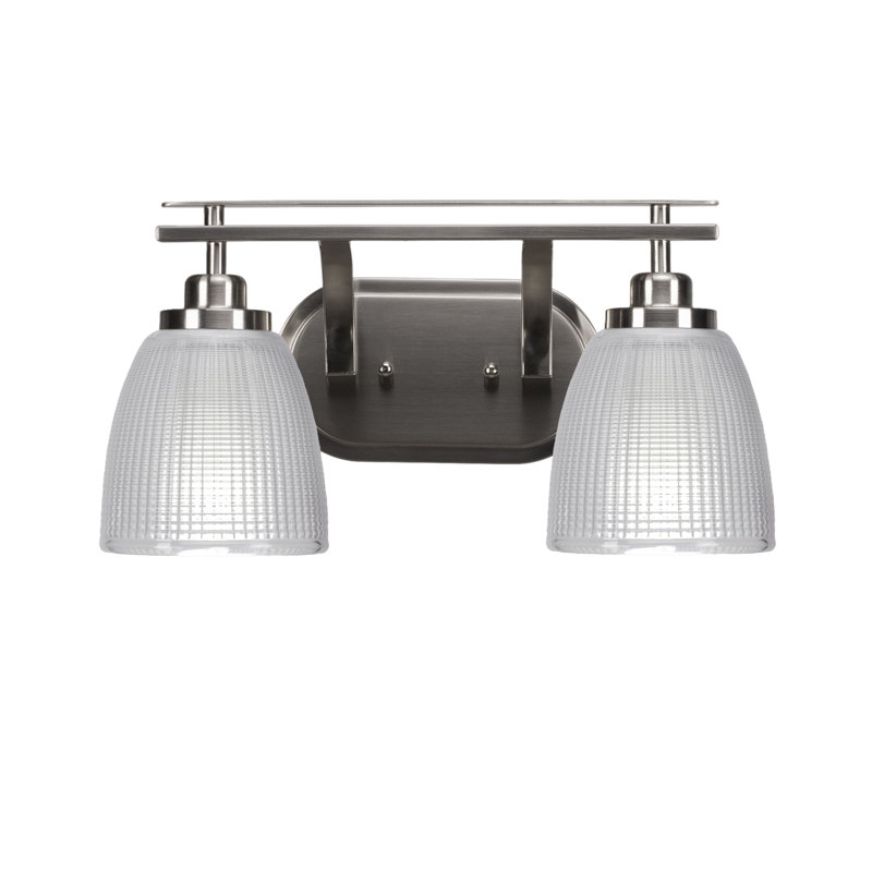 Barre d'éclairage de salle de bain 2 lumières Alirra avec verre de 6 po, Nickel brossé