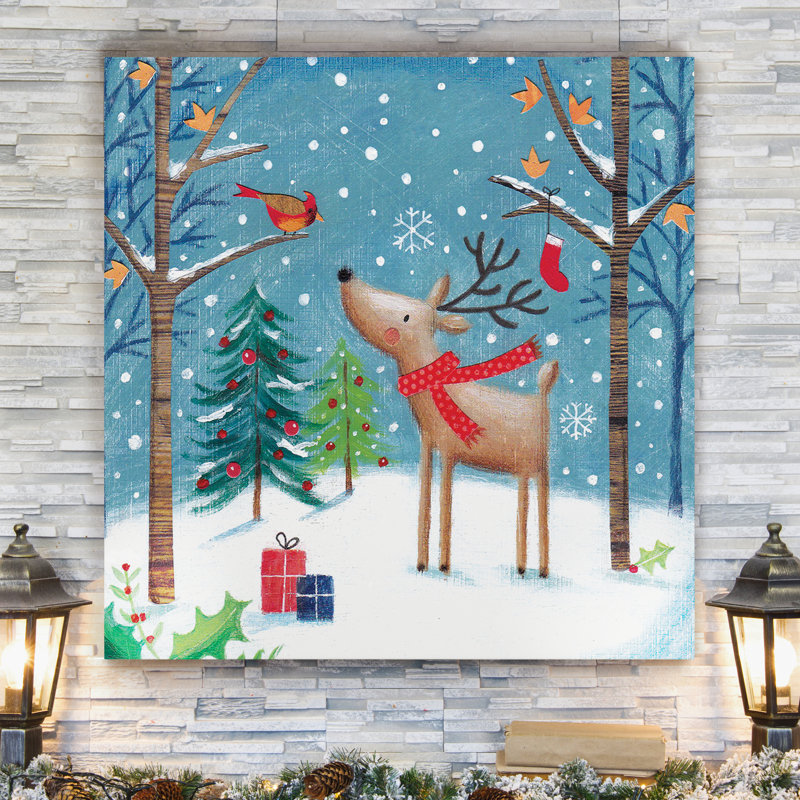 «Merry Christmas Cardinal», reproduction sur toile tendue, H 16 po x l 16 po x P 1 po