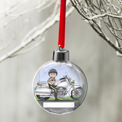 Personalized Motorcycle Cop - Male Christmas Bulb Ornament