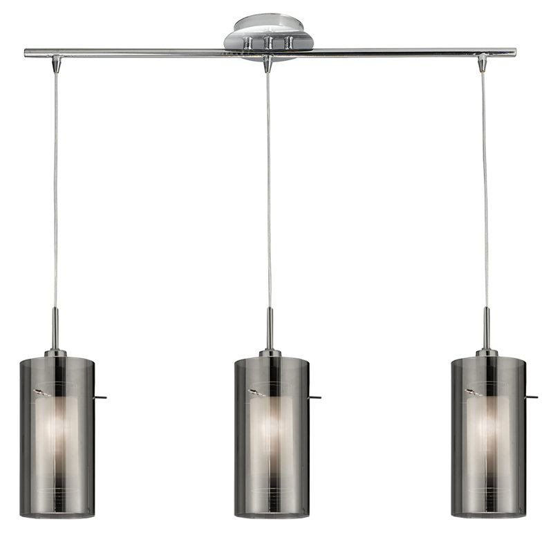 Araceli 3-Light Kitchen Island Chandelier, Smokey Glass