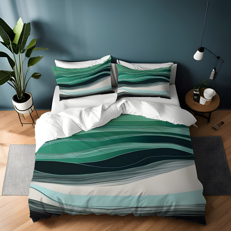 Polyester Abstract Duvet Cover, King Duvet Cover + 2 King Shams