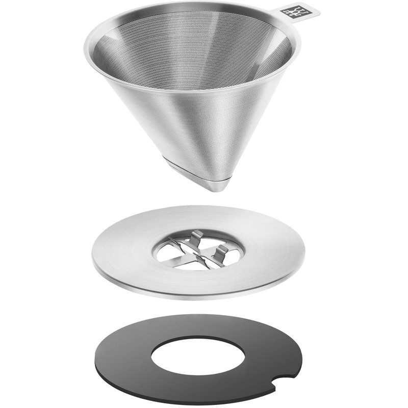 ZWILLING Sorrento Stainless Steel Pour Over Coffee Filter with Double-Wall Glass Coffee Mug